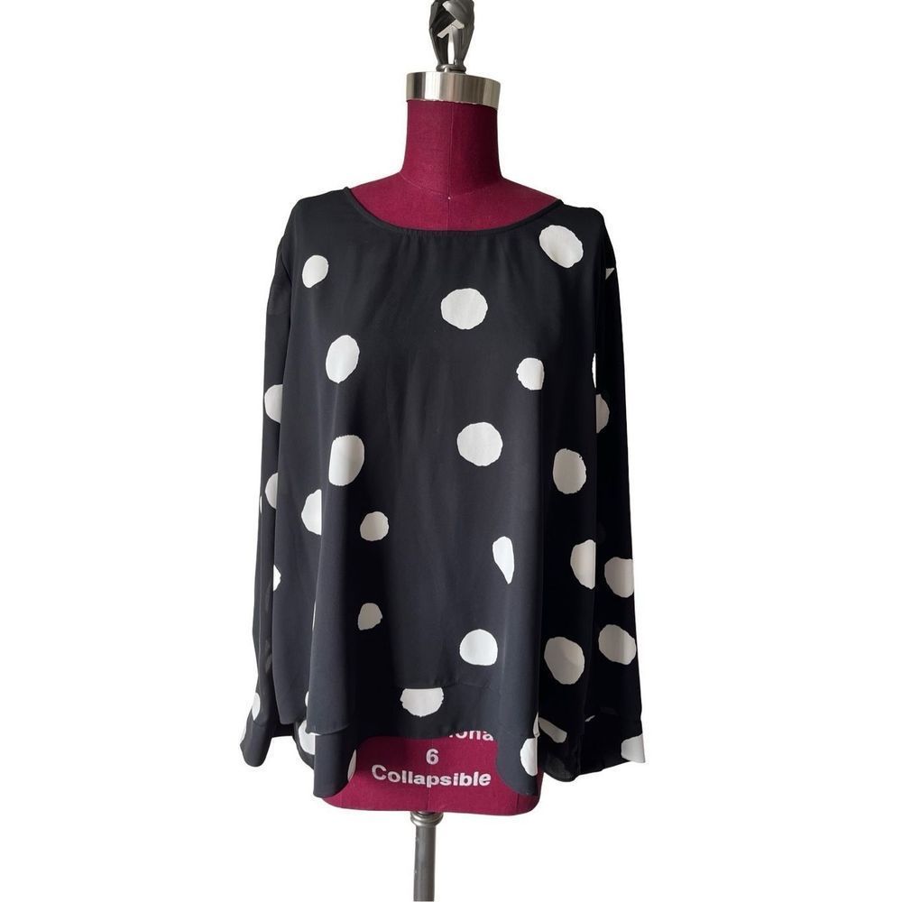 Chico’s Soft Dots Layered Tunic Black White size 3 US XL 16 - Picture 5 of 11